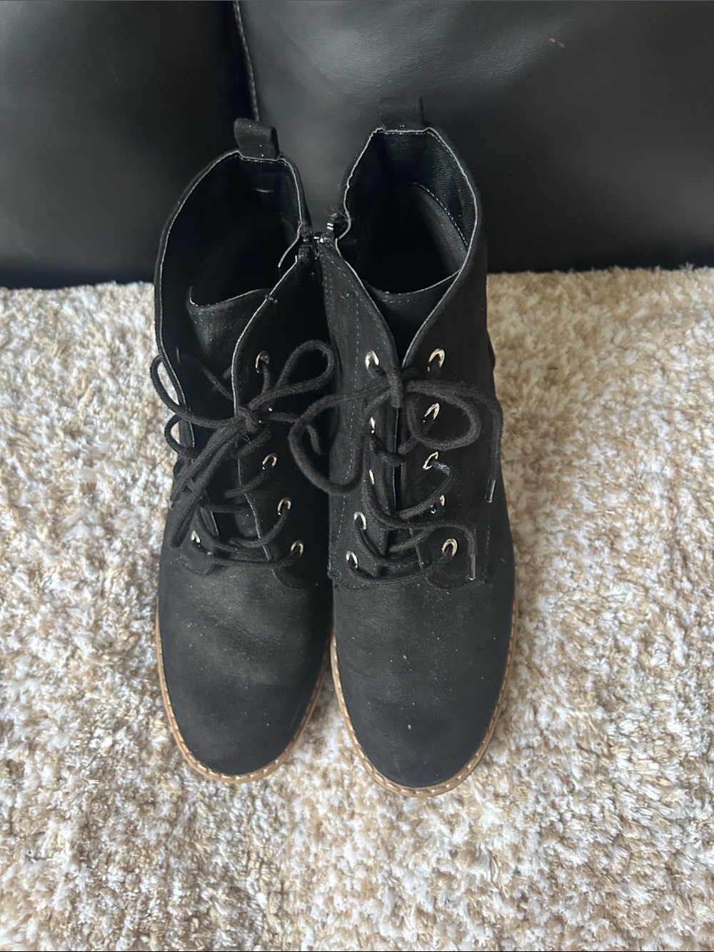 a.n.a Black Lace-Up Ankle Boots